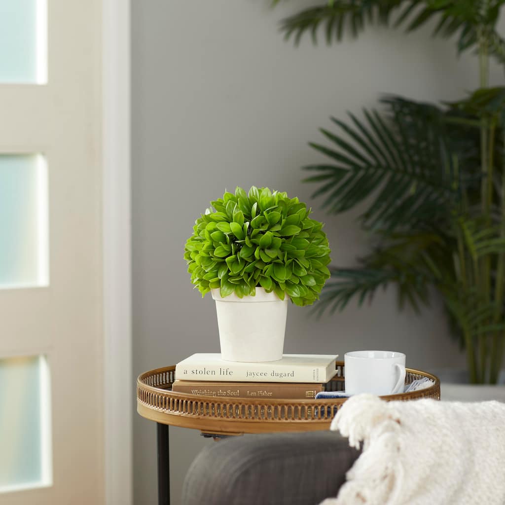 Green Potted Leaf - Green/Tan - 8 x 8 x 10