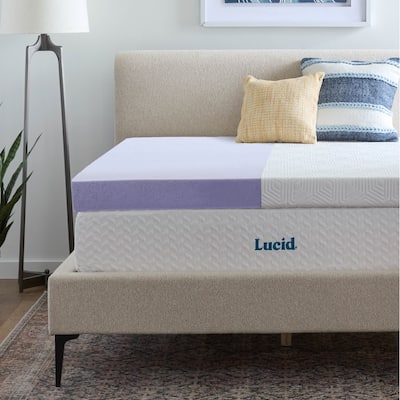 Lucid Lavender and Gel Covered Mattress Topper 2,3,4 inch - N/A
