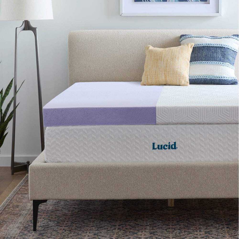 Lucid Lavender and Gel Covered Mattress Topper 2,3,4 inch - N/A