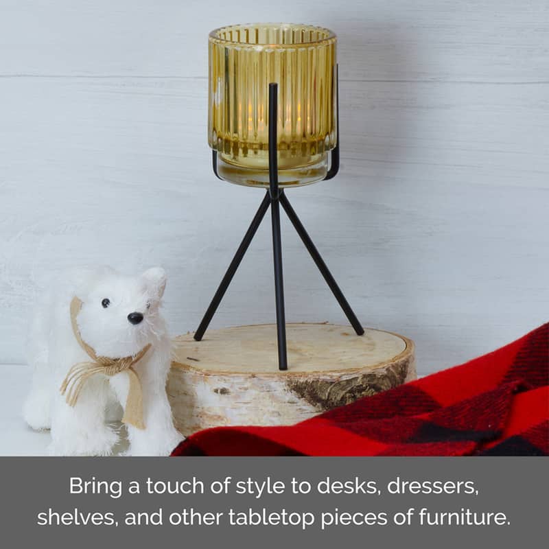 Elements Gold Glass and Metal Candle Holder, 4X7 Inch