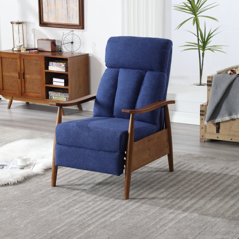 Blue Modern 26.38" Upholstered Adjustable Chaise Lounge Chair with Wood Frame for Living Room