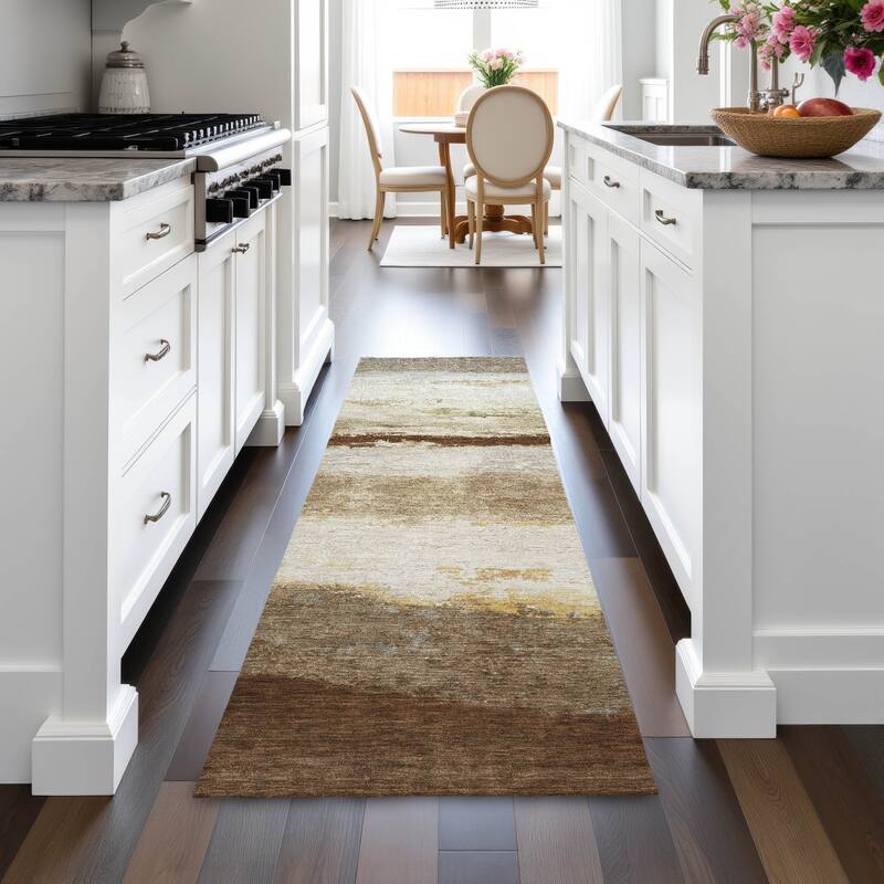 Machine Washable Indoor/Outdoor Watercolor Ombre Chantille Rug