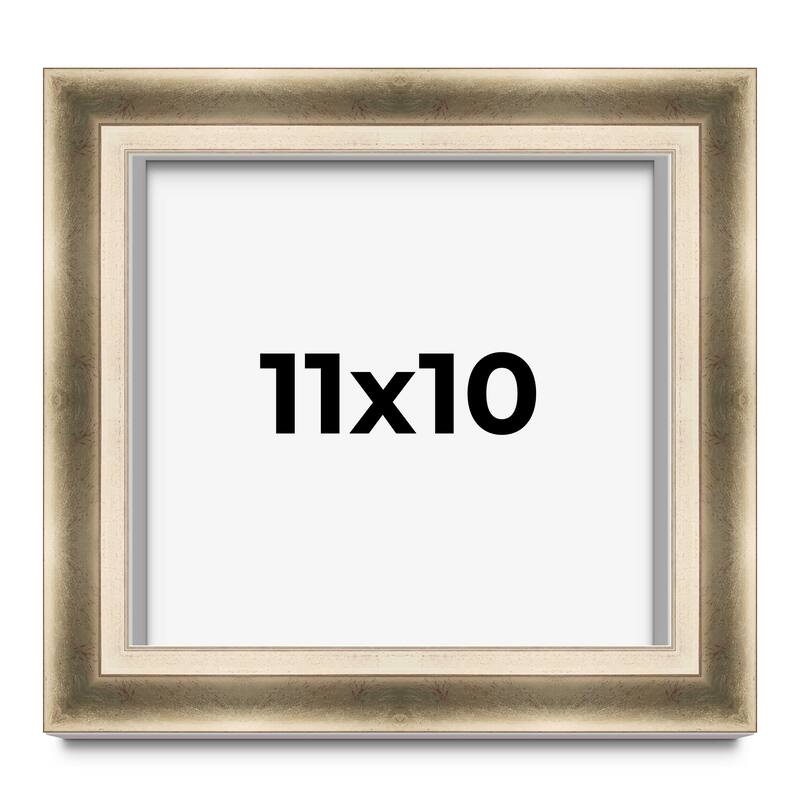 11x10 Shadow Box Frame Silver | 1.75 inches Deep Real Wood Traditional