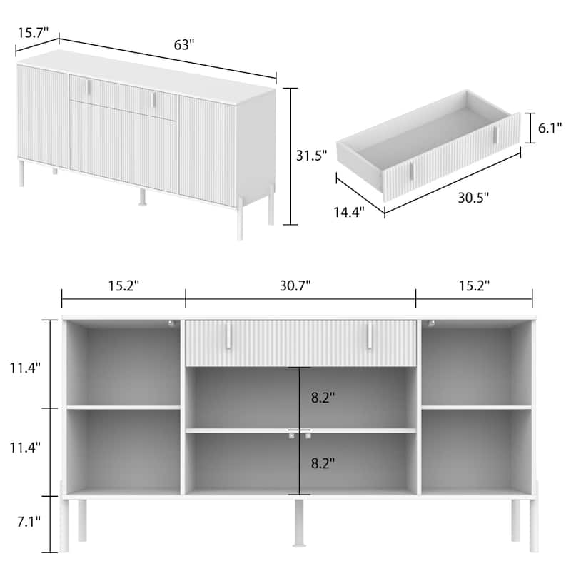 Pop-Up Door Credenza Sideboard Buffet Buffet Sideboard Storage Cabinet