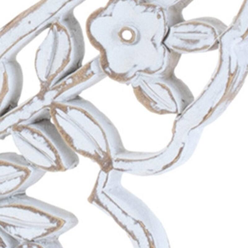 HomeRoots Set of Two White And Beige Polyresin Butterfly Tabletop Sculptures - 7.00 in. x 5.50 in. x 1.00 in.