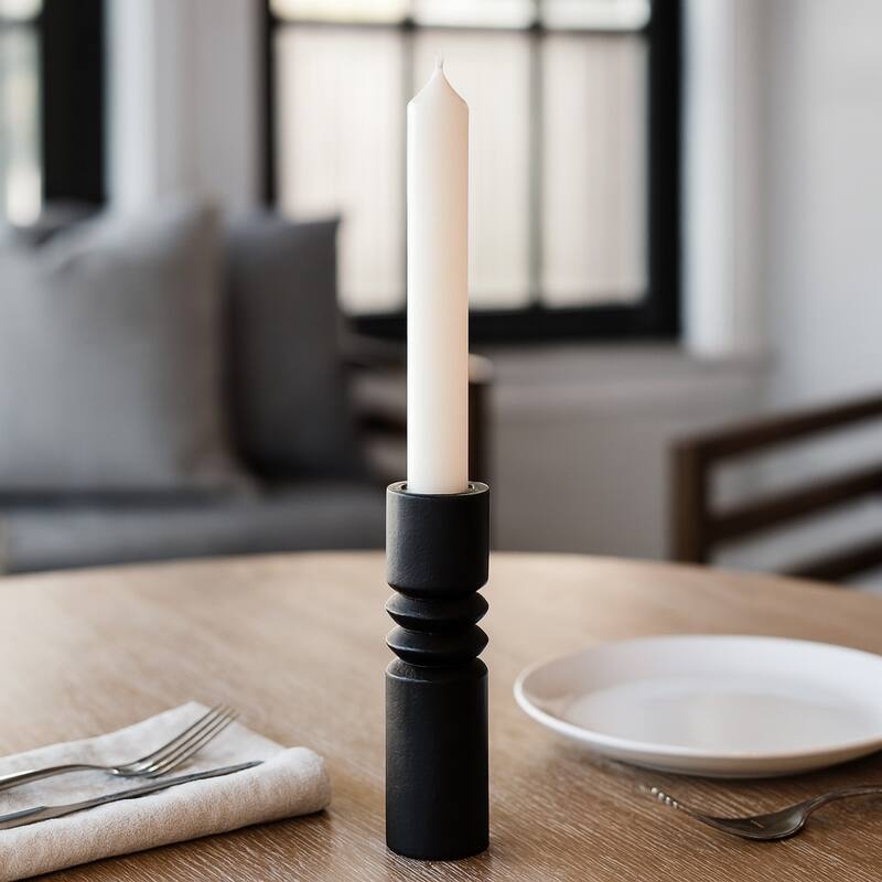Mango Wood Ridge Taper Candle Holder