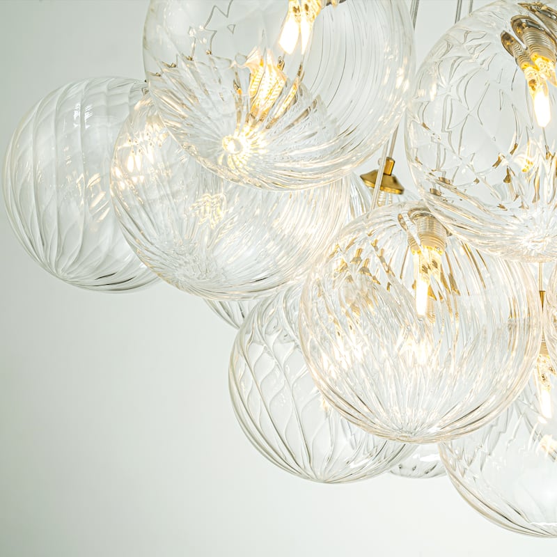 13/ 19-Light Modern Glam Large Sputnik Cluster Glass Globe Bubble Chandelier with Swirled Glass Bubble Globe (Bulb Not Included)