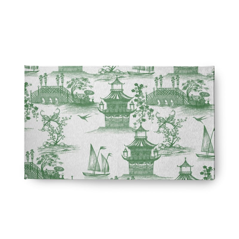 China Old Oriental Chenille Area Rug - Green - 18" x 30"