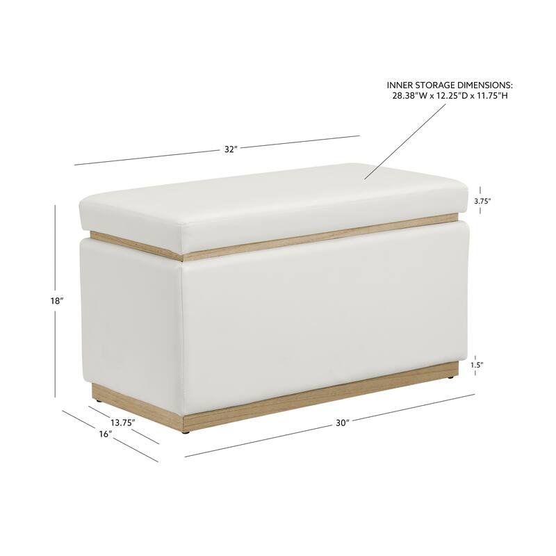 Rue Faux Leather Rectangle Storage Ottoman