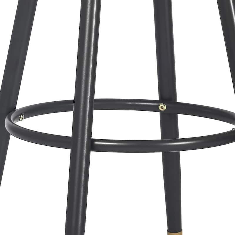 Adeco Modern Velvet Bar Stools Set of 2 Round Breakfast Footrest - 20.5"D x 20.5"W x 29.5"H.