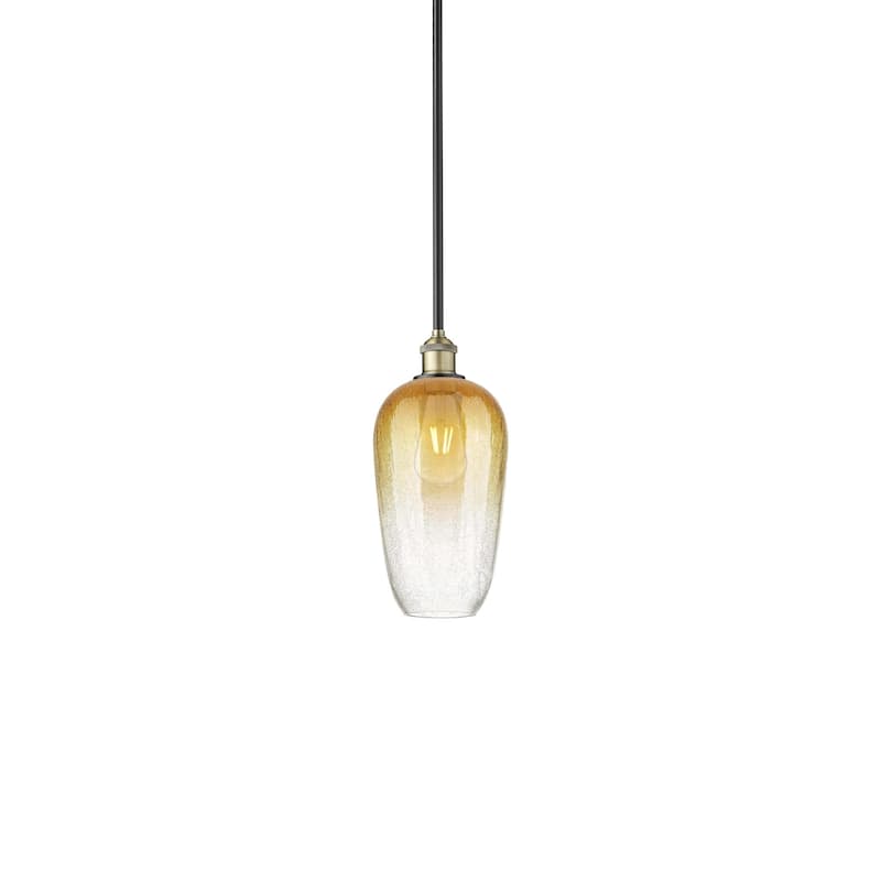 Innovations Lighting 616-1S-15-7 Brookhaven Flute Pendant Brookhaven - Black Antique Brass / Amber