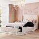 preview thumbnail 13 of 22, Nestfair Queen Size Upholstered Platform Bed with 1 Drawer and 2 Side Storage Stool Beige