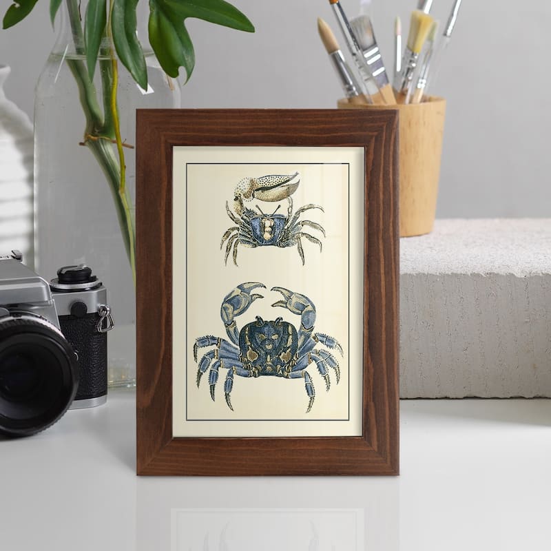 Antique Blue Crabs II -Framed Print w/glass-Cherry Red