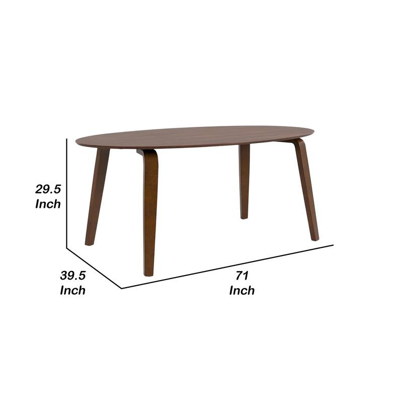 Narv Dining Table, 71 Inch Oval Top in Walnut Brown Solid Wood - Walnut Brown