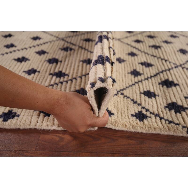 Trellis Ivory Moroccan Oriental Accent Rug Handmade Wool Carpet - 3'0"x 5'2"