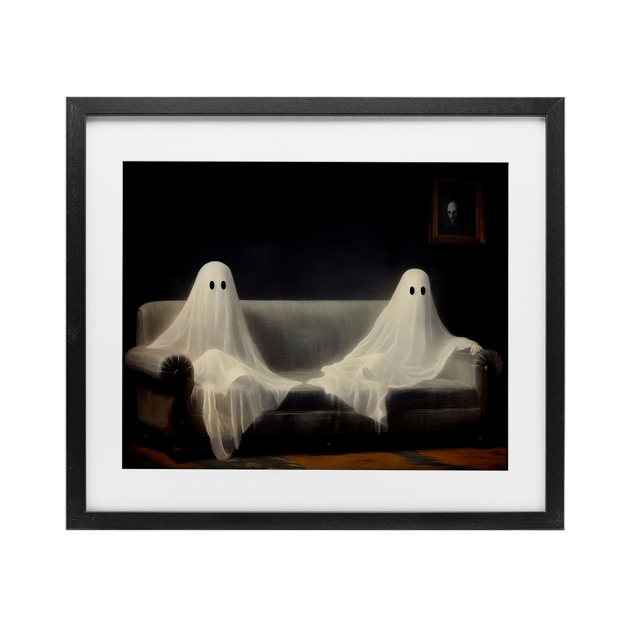 Stupell Spooky Couch Ghost Duo Under Glass Framed Design By LSR Design Studio