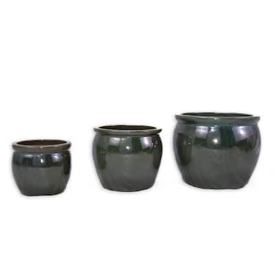 3 Pieces Ceramic Flowerpot, Modern Planter for Patio, Garden or Windowsills