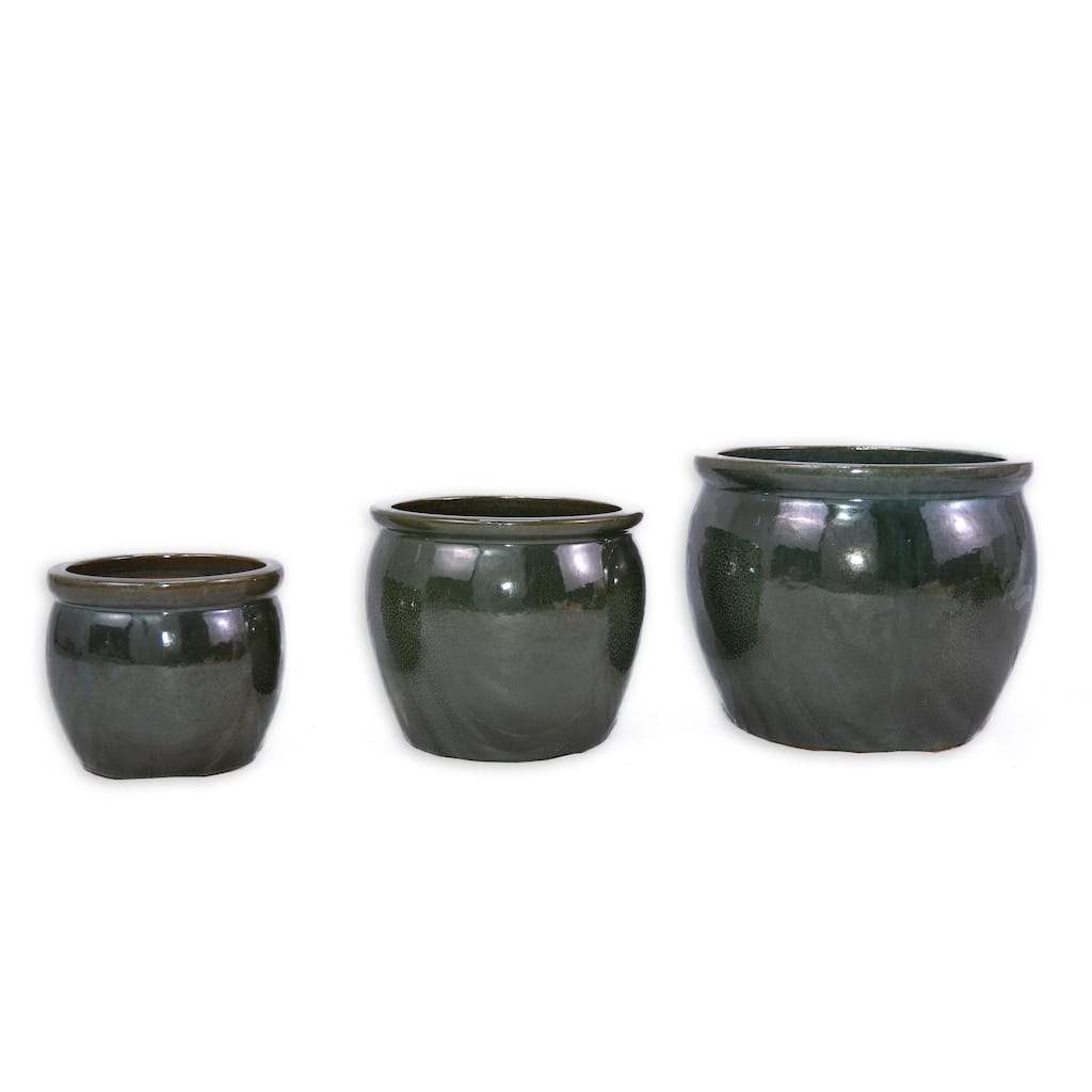 3 Pieces Ceramic Flowerpot, Modern Planter for Patio, Garden or Windowsills