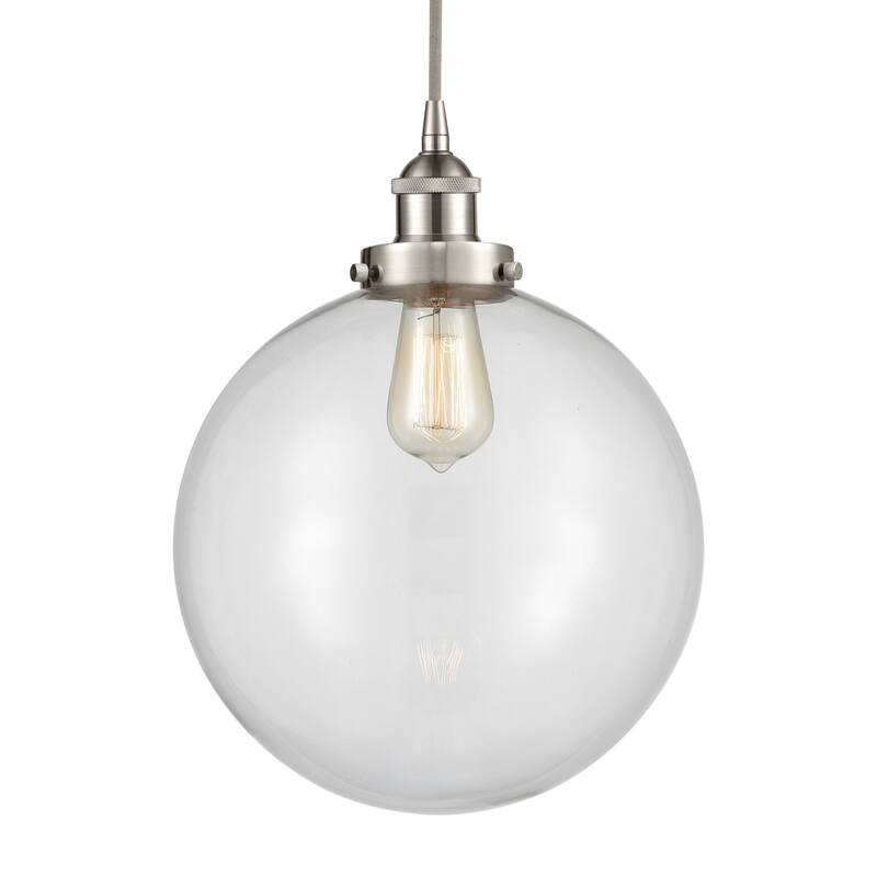 Innovations Lighting 616-1PH-16-12 Beacon Pendant Beacon 12" Wide - Brushed Satin Nickel / Clear