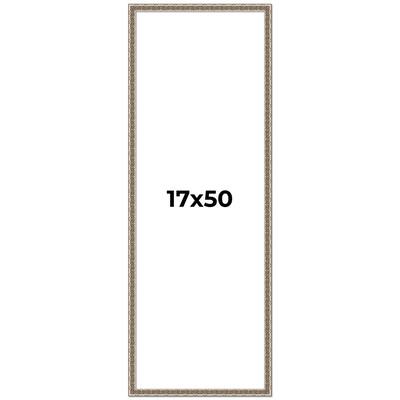 17x50 Frame Silver Versailles Ornate Solid Wood Picture Frame | 1 Inch