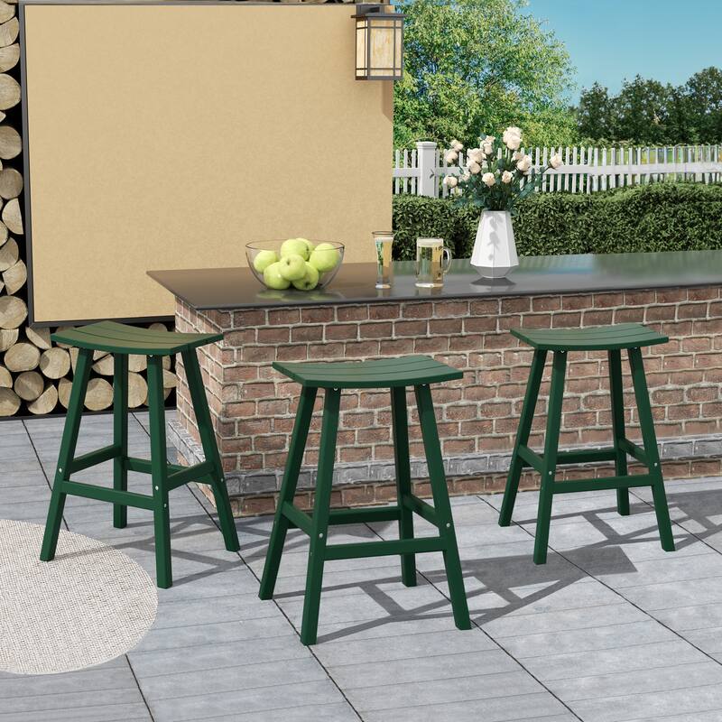 Laguna Hdpe All Weather Outdoor Patio 29" Saddle Seat Bar Stool (Set Of 3)