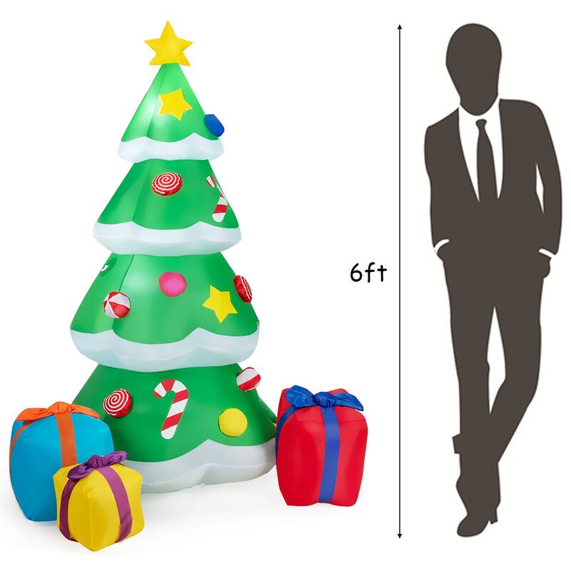 6 FT Inflatable Christmas Tree Blow Up Xmas Decoration with Gift Boxes