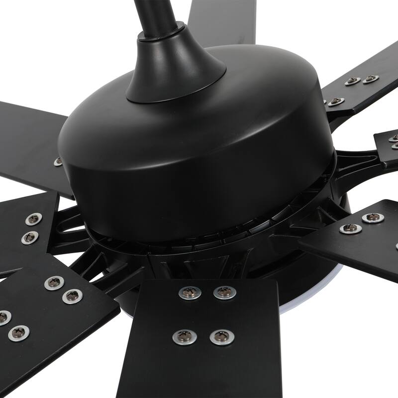 72'' Black Indoor Ceiling Fan with Light Remote Control