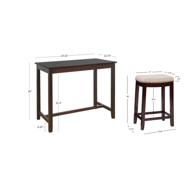 3-Piece Counter Table and Stools - 47.25" - Walnut Finish