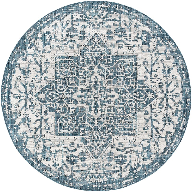 Livabliss Eagean Updated Traditional Medallion Indoor / OutdoorArea Rug