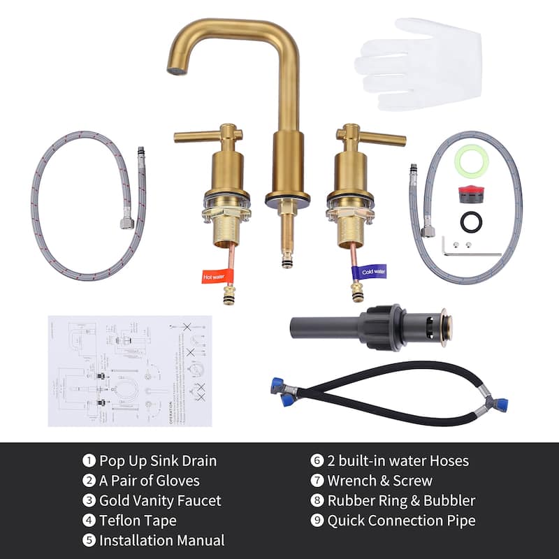 WOWOW 8 in. Widespread Double Handle Bathroom Faucet