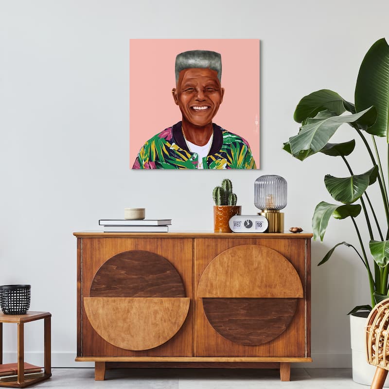 Empire Art Direct Hip Nelson Mandela Printed Tempered Glass Wall Art - Multi-Color
