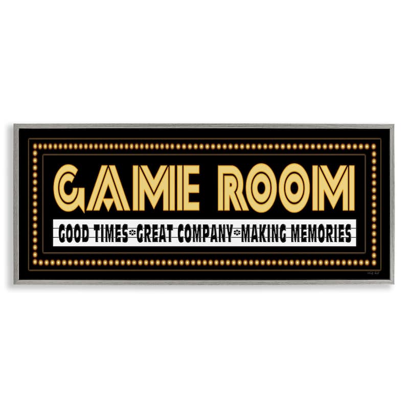 Stupell Arcade Game Room Quote Vintage Style Sign Framed Wall Art - Yellow