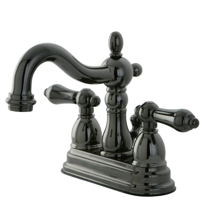 Kingston Brass Water Onyx Centerset Bathroom Faucet - Pop-Up Drain - Black Nickel