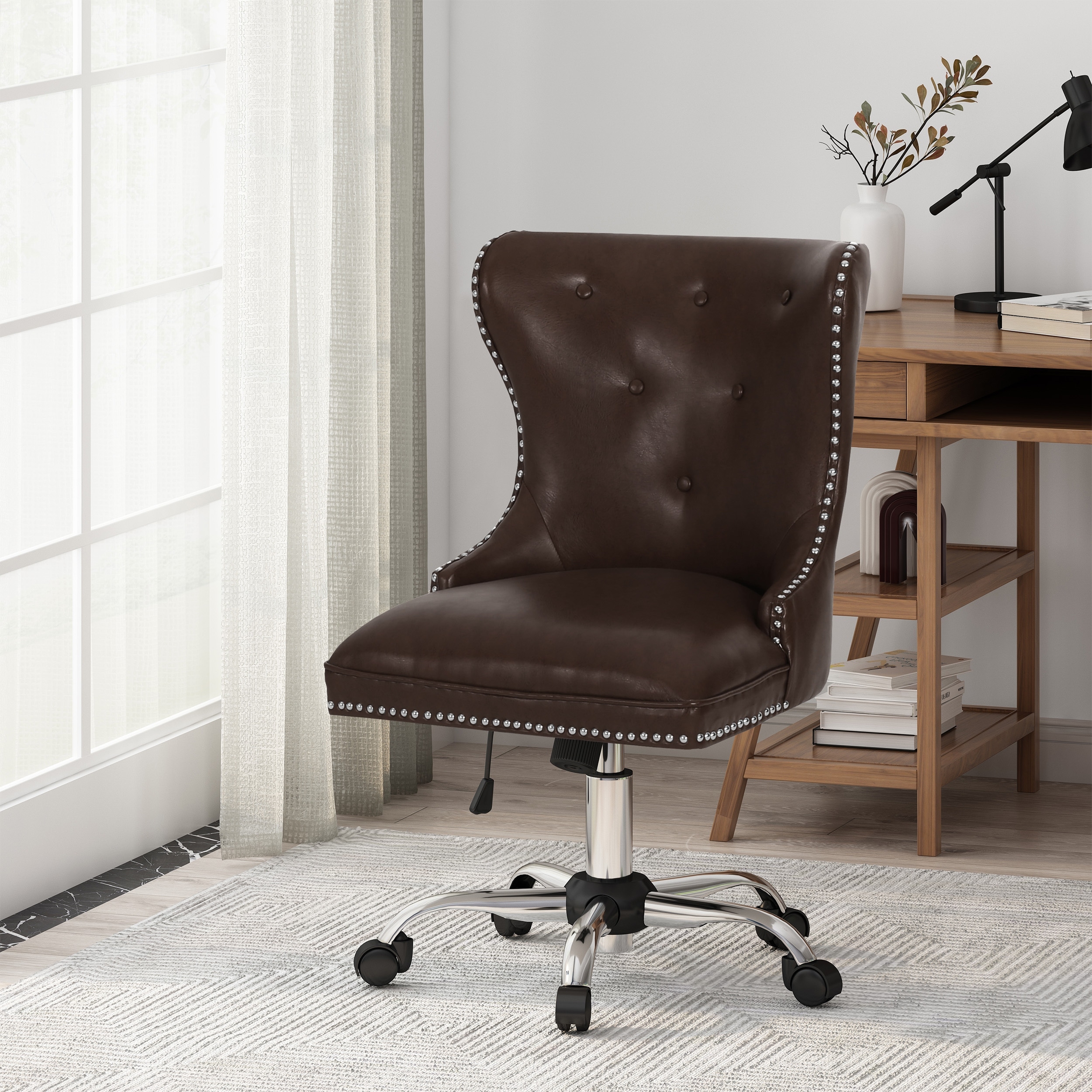 Johnson mid century modern fabric home office hotsell chair with chrome base by christopher knight home