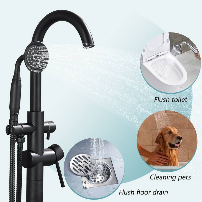 Vanityfair Floor Mount Freestanding Bathtub Faucet Tub Filler with Hand Shower
