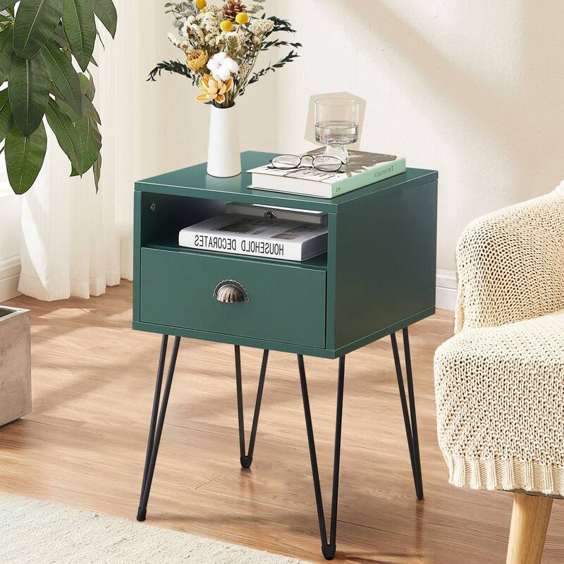 Taomika 2-Piece 1-Drawer Nightstand Set with Drawer Compact Open Shelf Bedside Table for Saving Space(Set of 2 )