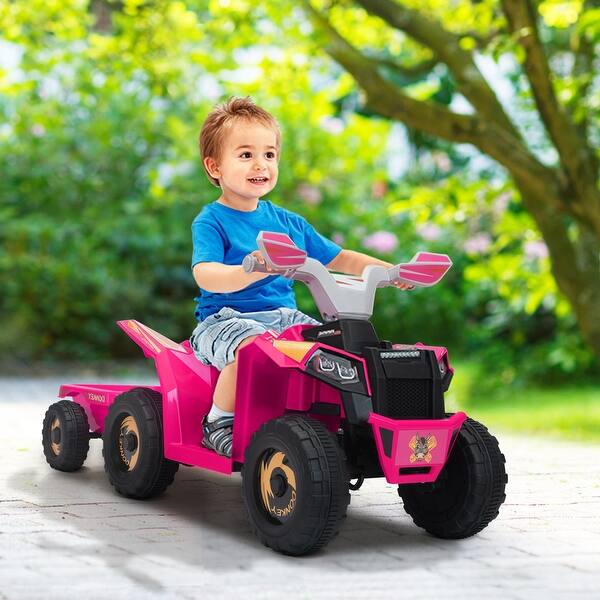 slide 2 of 15, Kids Electric ATV Toddler Ride on Car with Trailer Purple