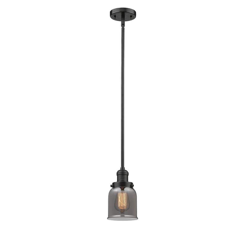 Innovations Lighting Franklin Restoration Bell - 1 Light 5" Stem Hung Mini Pendant - Oil Rubbed Bronze/Light Smoke