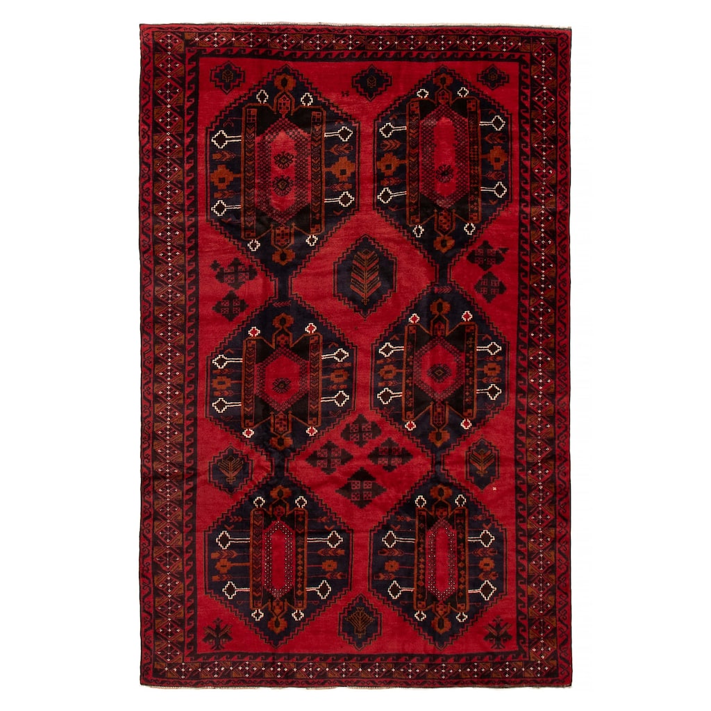 ECARPETGALLERY Hand-knotted Teimani Red Wool Rug - 6'8 x 9'11