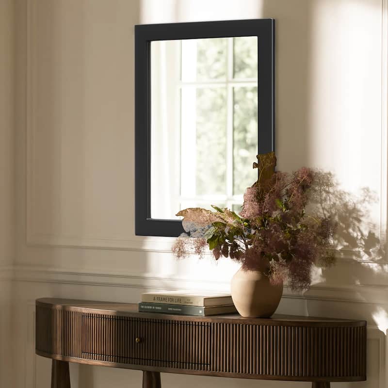 Farmhouse Style Wooden Square Mirror, Pastoral Style in The Bathroom