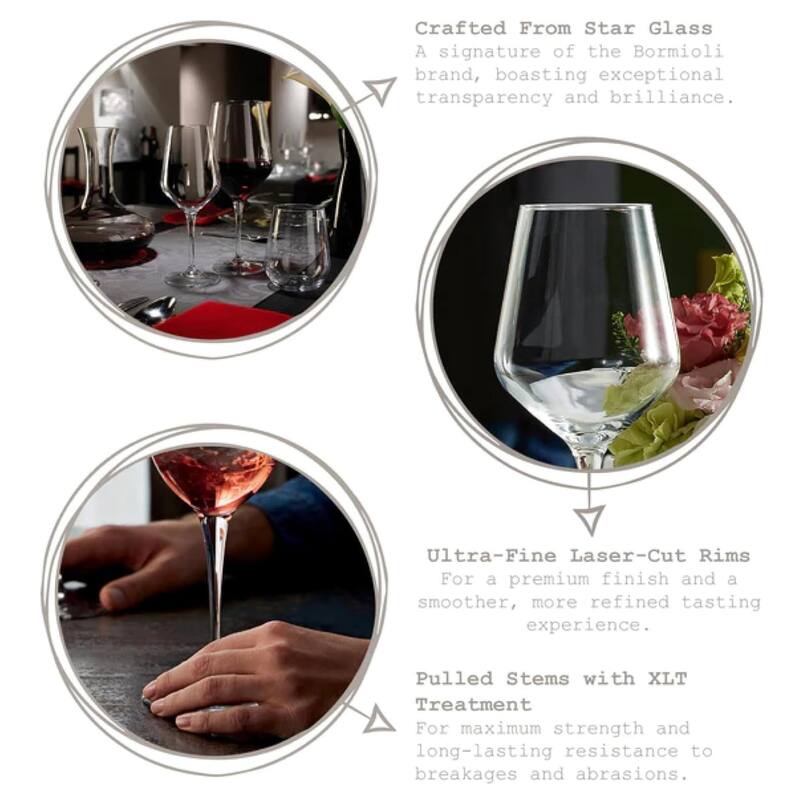 Bormioli Rocco Set of 6 Electra Wine Glasses