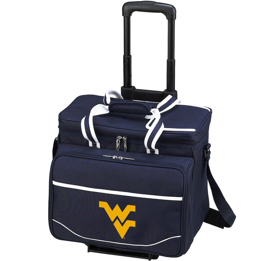 NCAA West Virginia Mountaineers Insulated Equipped Picnic Cooler for Four on Wheels