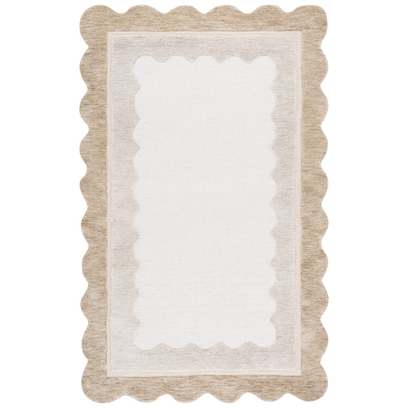 Martha Stewart by SAFAVIEH Handmade Amal Wool Rug - Beige/Ivory - 4'3" x 6'7" Rectangle-Scallop