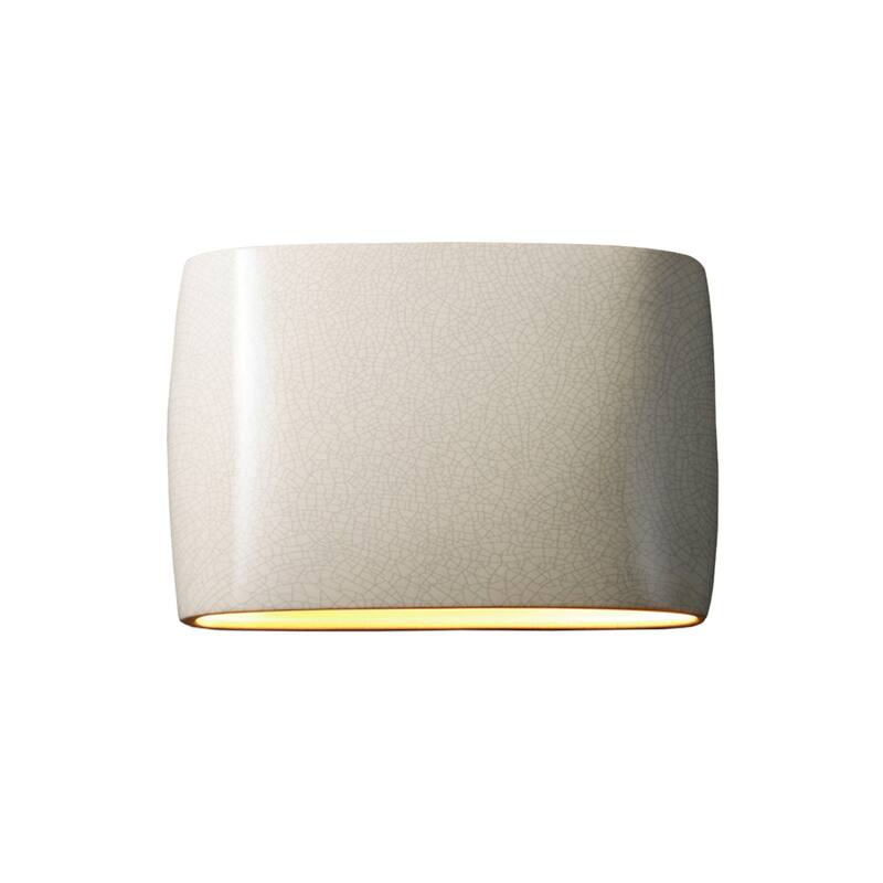 Justice Design Group Ambiance ADA Outdoor Large Ceramic Wide Oval Wall Sconce - White Crackle