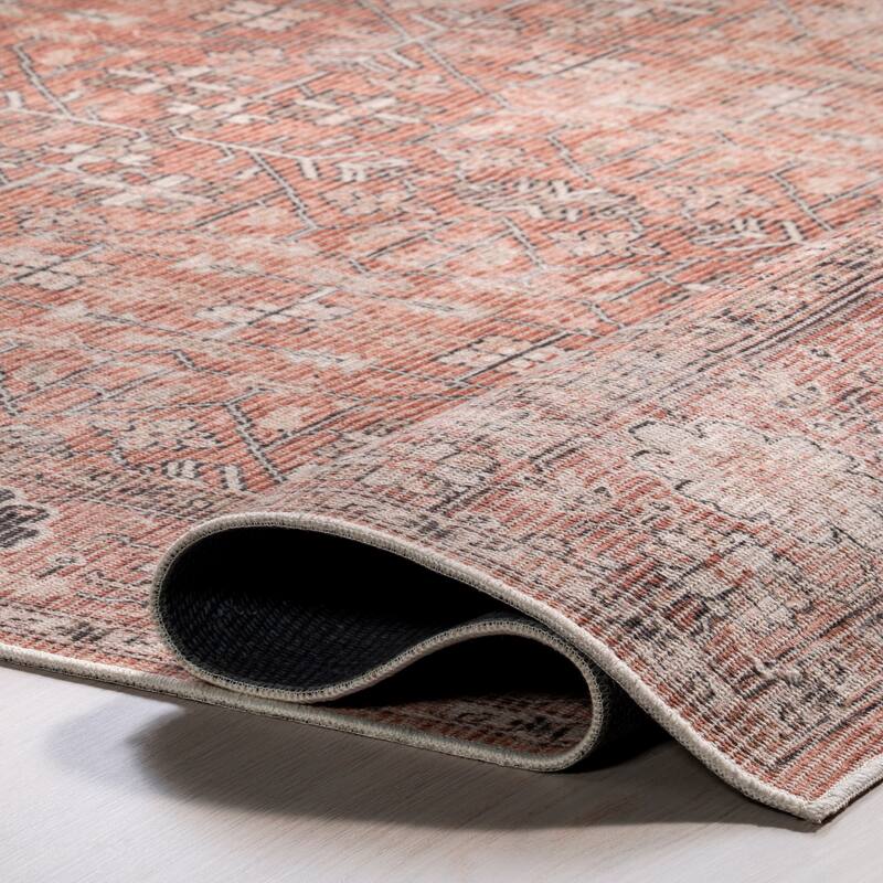 Nuloom Evalina SpinClean Traditional Cotton Machine Washable Area Rug