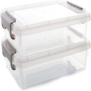 2 PCS Plastic Storage Bins with Latching Lids - Bed Bath & Beyond ...