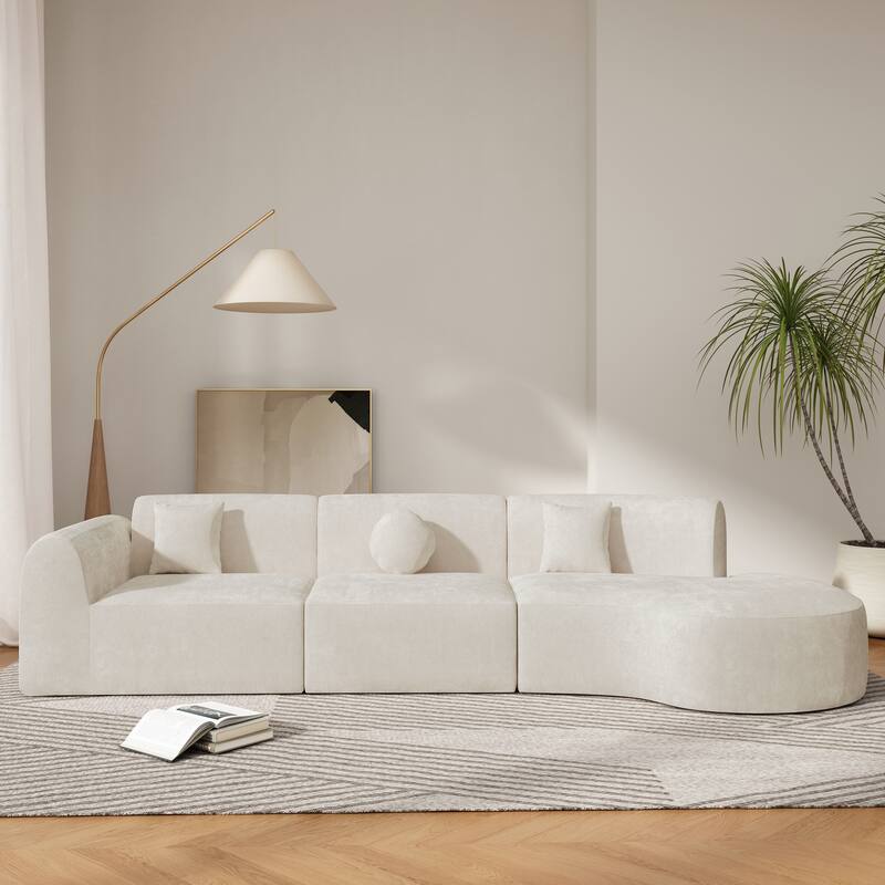 140" Modular Curved Sectional Sofa, 3 Piece Living Room Cloud Sofa Couch, Free Combination