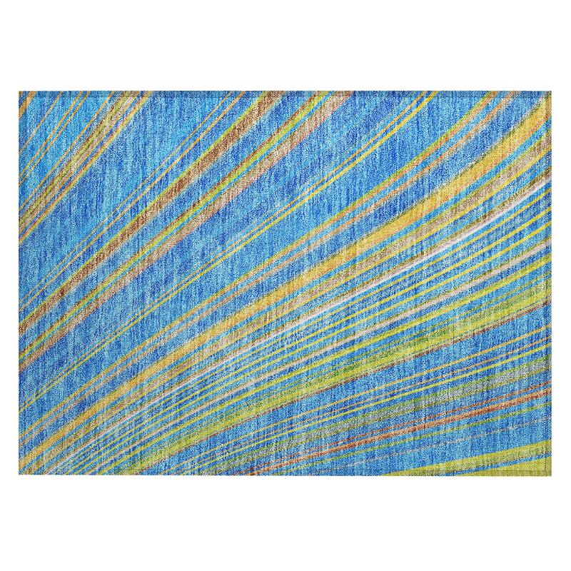 Machine Washable Indoor/ Outdoor Stripe Wave Chantille Rug