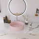 preview thumbnail 1 of 36, BNK 16 inch White Ceramic Circular Vessel Bathroom Sink 15.7"W x 15.7"D 4.7"H - Matt Light Pink