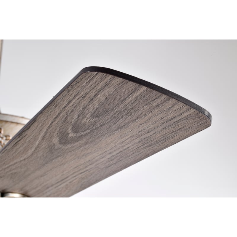 Kannon 52 Inch Ceiling Fan Antique Silver Finish Shabby Chic Style with Remote